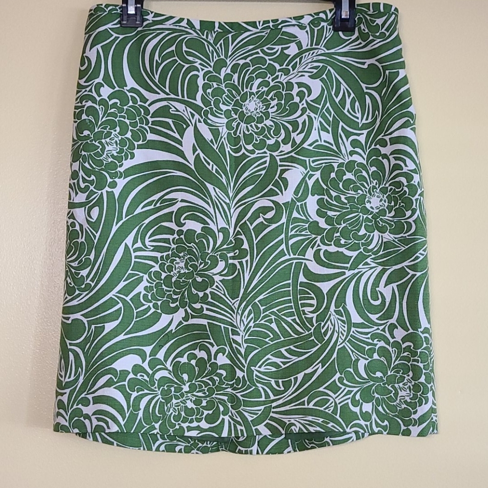 Green Floral Loft Pencil Skirt